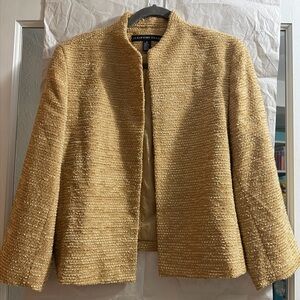 Josephine Chaus Metallic Gold Tweed Collarless Jacket